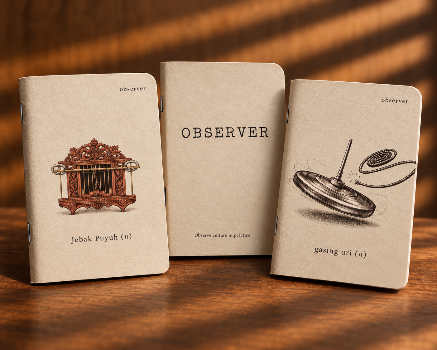 Observer Set Pocket Book — three cream pocket books standing together